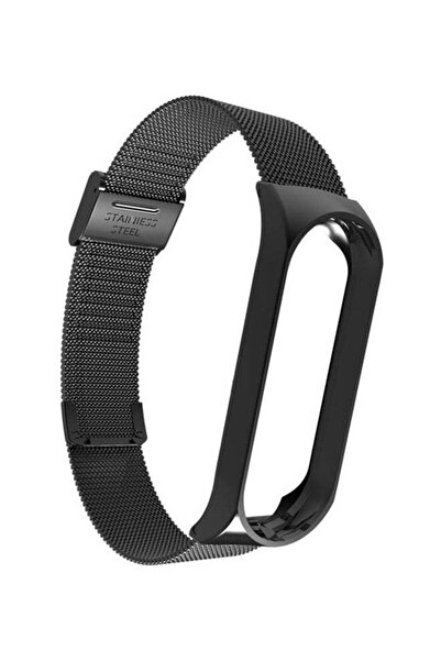 Generic حزام معدني بديل لساعة شاومي مي باند 3 باللون الأسود