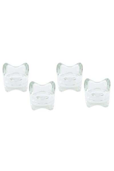 Home Box Set Of 4 Tria Wave Glass Tealight Holder Clear