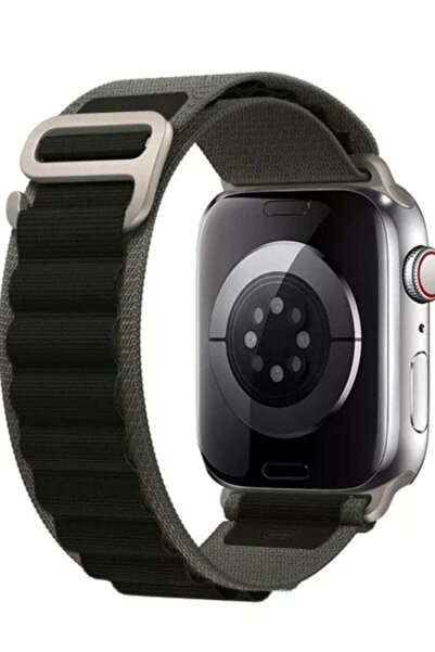 Generic سوار بديل من النايلون باللون الأخضر الزيتوني مع الأسود متوافق مع ساعة...