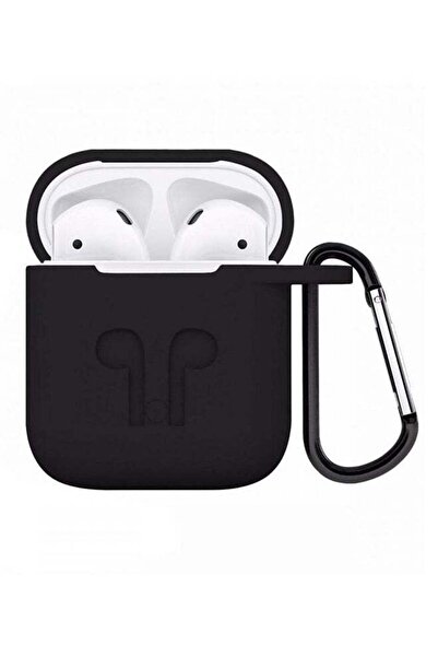 Generic حقيبة حمل واقية مع حلقة تثبيت لسماعات Apple AirPods باللون الأسود