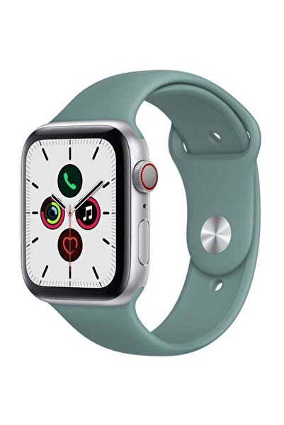 Perfii سوار سيليكون بديل لساعة Apple Watch Series 5/4/3/2/1 - أخضر صبار/فضي