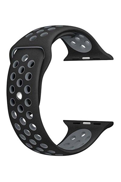 Generic سوار بديل لساعة Apple Watch Series 1/2 مقاس 42 مم، أسود/رمادي