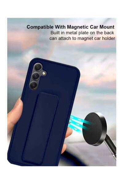 Generic Hand Grip Foldable Magnetic Kickstand Wrist Strap Finger Grip Case Cover A24 Dark Blue