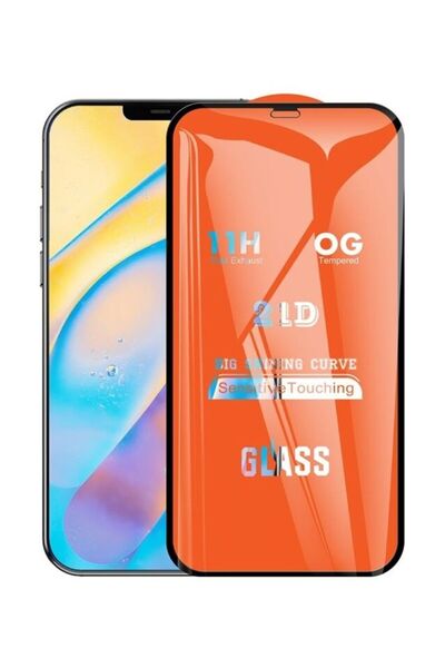 Generic واقي شاشة زجاجي كامل 21D مع لاصق لهاتف iPhone 12 وiPhone 12 Pro، أسود