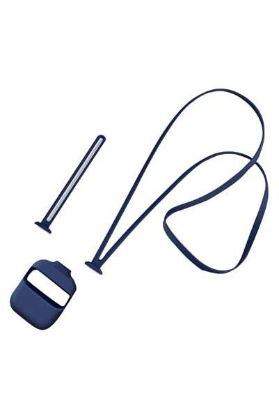 Ectownugs حافظة واقية لسماعات AirPods 2 مع حزام رقبة مضاد للضياع - أزرق داكن