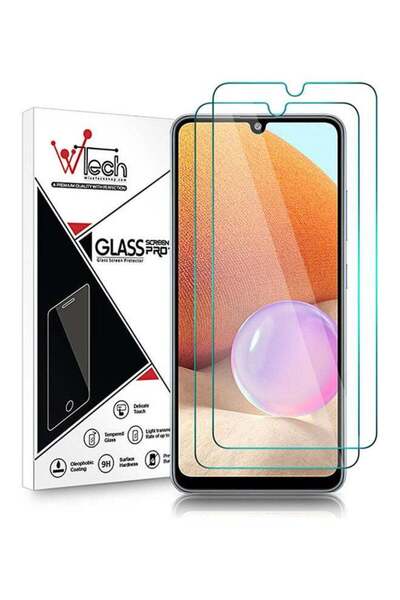 Wtech عبوة من قطعتين من واقي الشاشة الزجاجي المقوى لهاتف سامسونج جالاكسي A32 شفاف