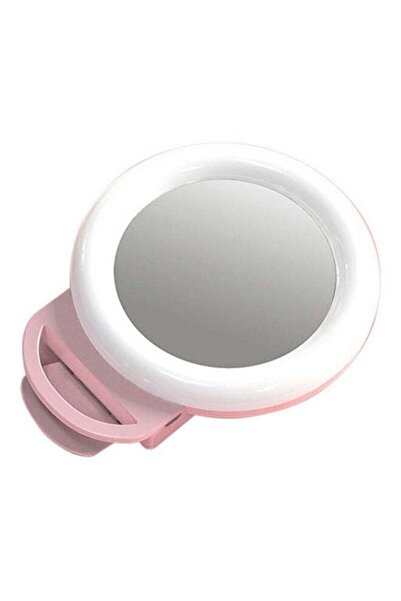 Generic حلقة إضاءة صغيرة لصور السيلفي للهواتف الذكية باللون الوردي/الأبيض