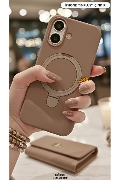 cepmoda iPhonE "16 PLUS" telefon kılıfı Regal Magsafe Standlı Soft Silikon Es...