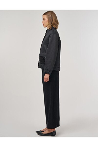 Kayra Μπουφάν Bomber με λεπτομέρειες από παγιέτες μαύρο