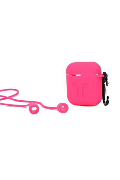 Generic Case With Carabiner Strap For Apple AirPods Fuchsia
