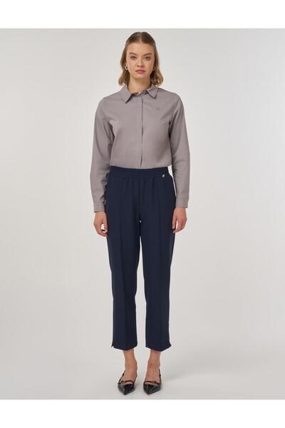 Kayra Çima Stitched Fabric Trousers Dark Navy Blue