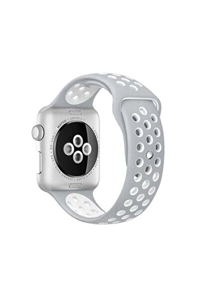 SBAQ سوار بديل لساعة Apple Watch مقاس 38 مم رمادي/أبيض