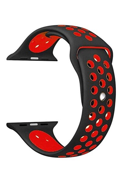 Generic سوار سيليكون بديل لساعة Apple Watch Series 3/2/1 أسود/أحمر