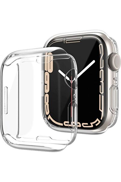 Margoun غطاء حماية نحيف من مادة TPU مكون من قطعتين لساعة Apple iWatch Series 7 مقاس 45 مم شفاف