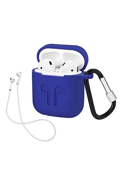 Generic غطاء حماية مع حزام لسماعات ابل ايربودز - أزرق
