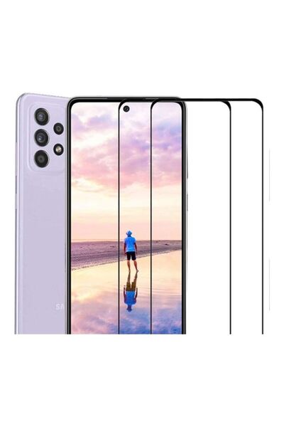 ICS واقي شاشة زجاجي مقوى من قطعتين لهاتف سامسونج جالاكسي A72 شفاف/أسود