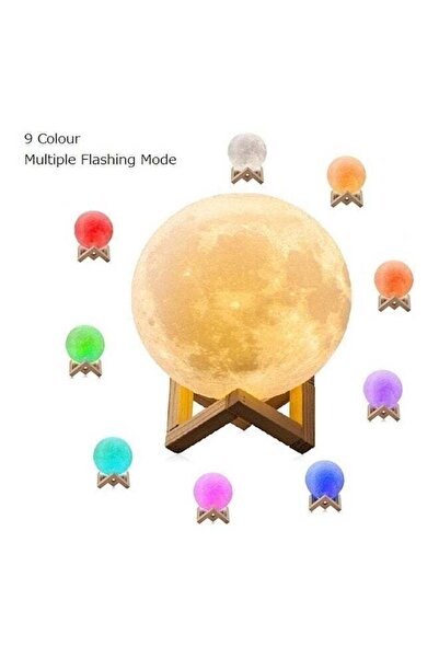 Generic Earth Lamp 9 Colors Flashing Mode Ball With Stand Base Brown/White/Yellow 13cm