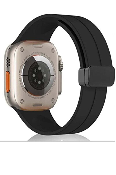 Generic Apple Watch bracelet with magnetic closure modern shape size 45 black color