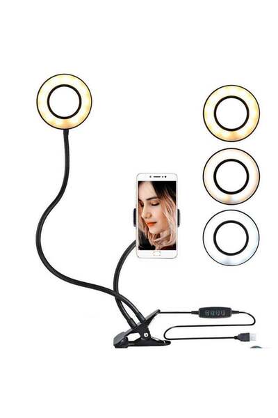 Docooler مصباح LED دائري قابل للتعتيم بواجهة USB لتصوير الفيديو والمكياج بالل...