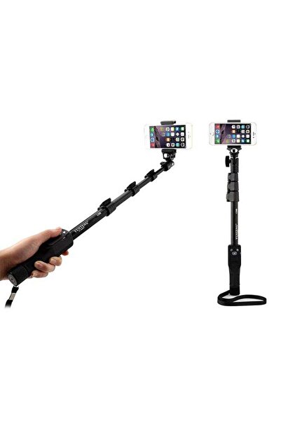 Yunteng عصا سيلفي أحادية القطب مزودة بتقنية البلوتوث باللون الأسود