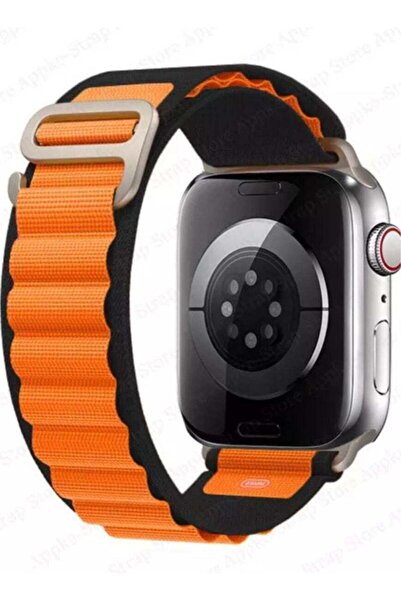 Generic Apple watch band black with orange size 45