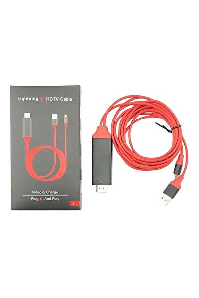 Generic كابل 2 متر عالي الوضوح من Lightning إلى HDMI، محول صوت وفيديو عالي ال...