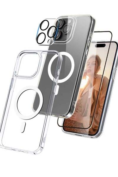 Generic جراب حماية من ماك سيف مع لاصق شاشة زجاجي 5D وحماية للكاميرا لجهاز iPh...