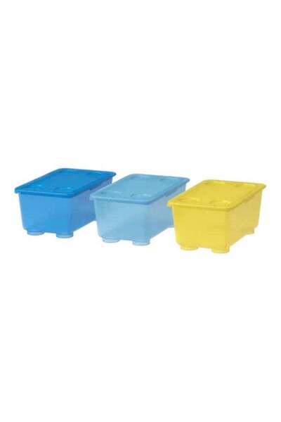 Generic GLIS 3-Piece Box with Lid Yellow/Blue 17 x 10cm