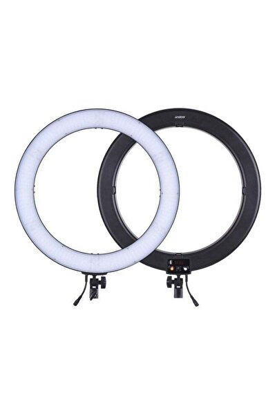 Andoer حلقة إضاءة فيديو رقمية قابلة للتعديل السطوع مع حامل هاتف أسود/أبيض