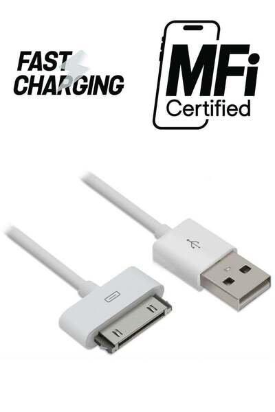 Muzz USB Data And Charging Cable For Apple iPhone 4/4s/iPad 2/3 White