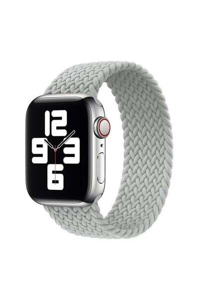 D'VOGUE Braided Solo Loop Elastic Bands Compatible For iWatch Series 6/SE/5/4/3/2 Pearl White