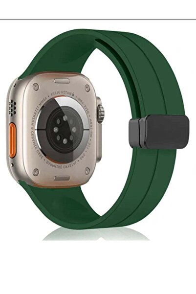 Generic سوار ساعة ابل مع قفل مغناطيسي مقاس 44 لون زيتوني