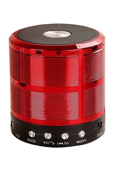 Generic WS887 مكبر صوت لاسلكي محمول أسطواني بتقنية البلوتوث أحمر/أسود