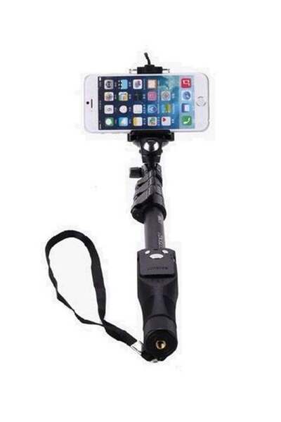 Yunteng عصا سيلفي محمولة قابلة للتمديد مع جهاز تحكم عن بعد، لون أسود