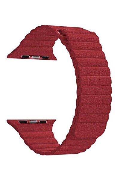 Generic Genuine Leather Loop Band For Apple Watch 38mm Red