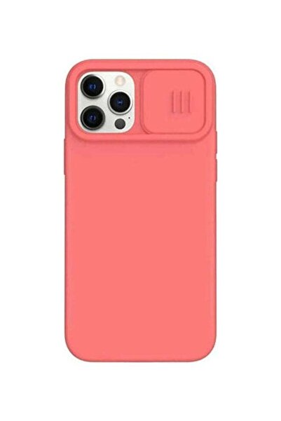 Nillkin غطاء كام شيلد من السيليكون الحريري لهاتف أبل آيفون 12 / 12 برو - برتقالي وردي