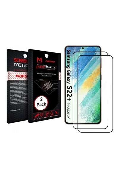 Margoun واقي شاشة من قطعتين لهاتف سامسونج جالاكسي S22 بلس 5G شفاف/أسود