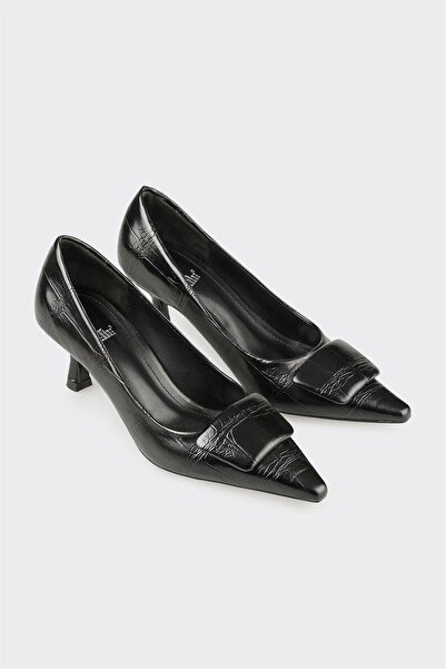 Elle Shoes Siyah Kadın Orta Topuk Ayakkabı