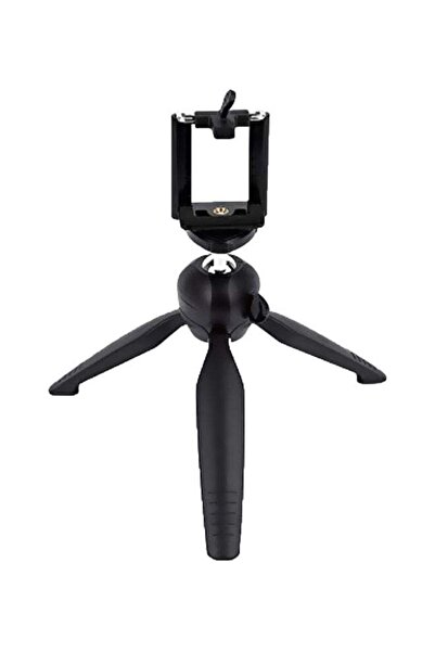 Yunteng حامل ثلاثي صغير من Yungteng مع مشبك حامل للهاتف باللون الأسود