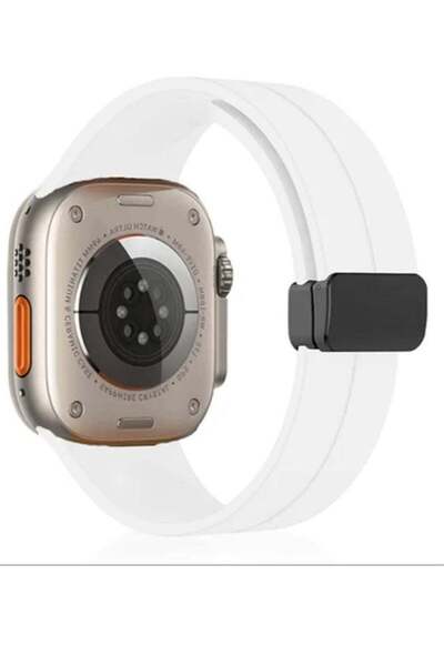 Generic Apple Watch bracelet with magnetic closure modern shape size 45 white color