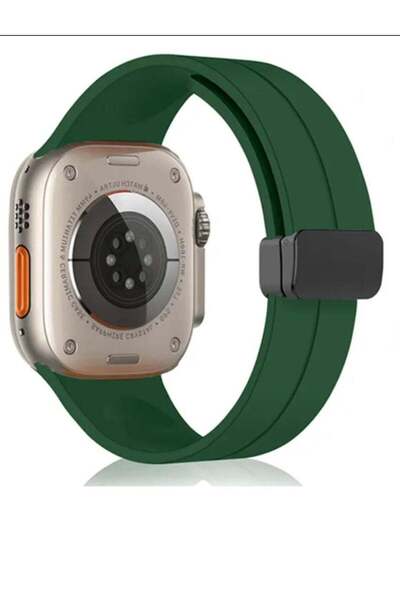 Generic سوار ساعة ابل مع اغلاق مغناطيسي شكل عصري مقاس 44 لون زيتوني