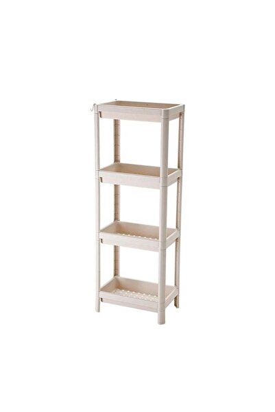Generic رف تخزين منظم للحمام بإطار مجوف من 4 طبقات، بيج، 114.5 × 34.5 سم