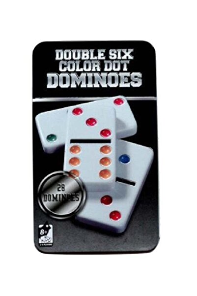 Generic مجموعة دومينو بريميوم من ٢٨ قطعة دومينو مزدوجة بستة ألوان مع علبة معدنية