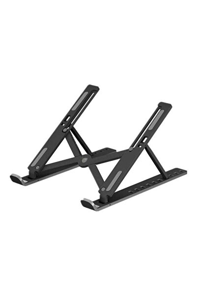 Generic Ultra-thin Adjustable Height Foldable Computer Holder for Laptop Tablet PC (29 x 2.5 x 6.5cm) Black