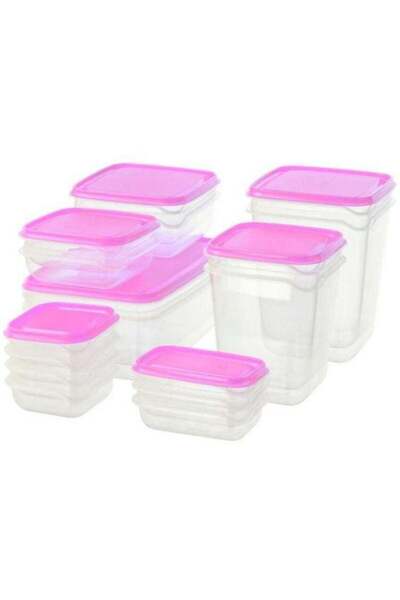 Generic مجموعة علب طعام وردية اللون مكونة من 17 قطعة