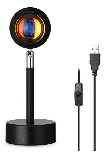 Generic مصباح طاولة USB مع جهاز عرض غروب الشمس LED متعدد الألوان