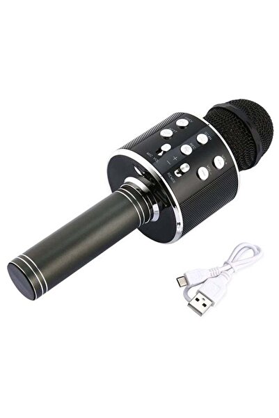 Generic ميكروفون كاريوكي لاسلكي بتقنية البلوتوث KTV Ws858 XD77501 أسود