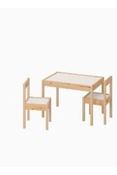 Generic Junior table with two pine white chairs