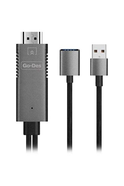 Go-Des 3-In-1 HDMI To USB Female Cable Grey/Black