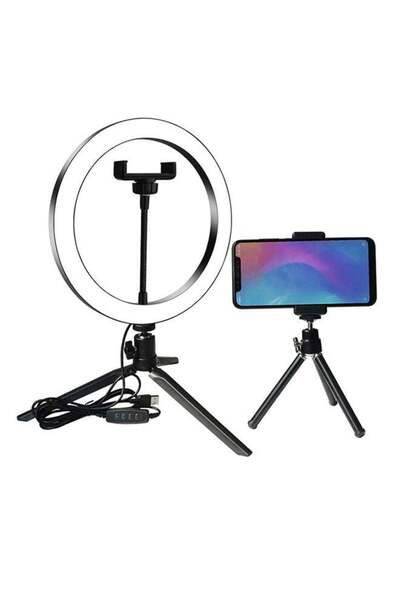 Generic مصباح كاميرا سيلفي LED مع حامل ثلاثي صغير متعدد الألوان